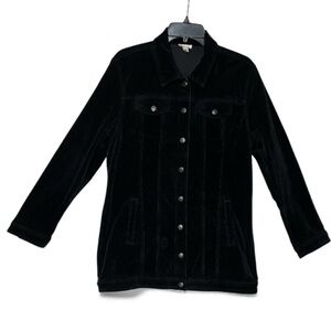 Women's Tribal Jeans Heavyweight Black Corduroy Jacket with Snaps Large